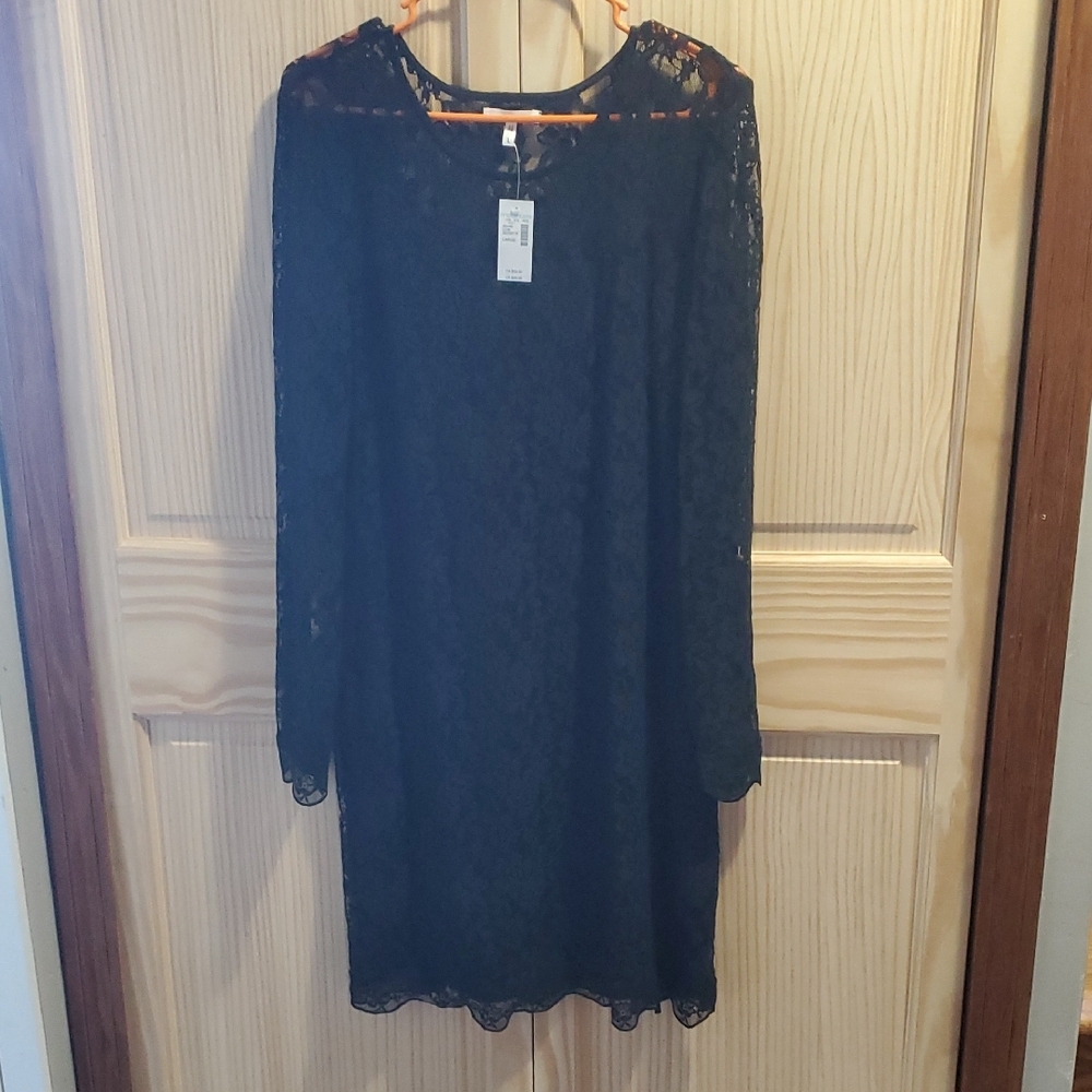 Maurices Black Sheath Dress Long Sleeve Crew Neck